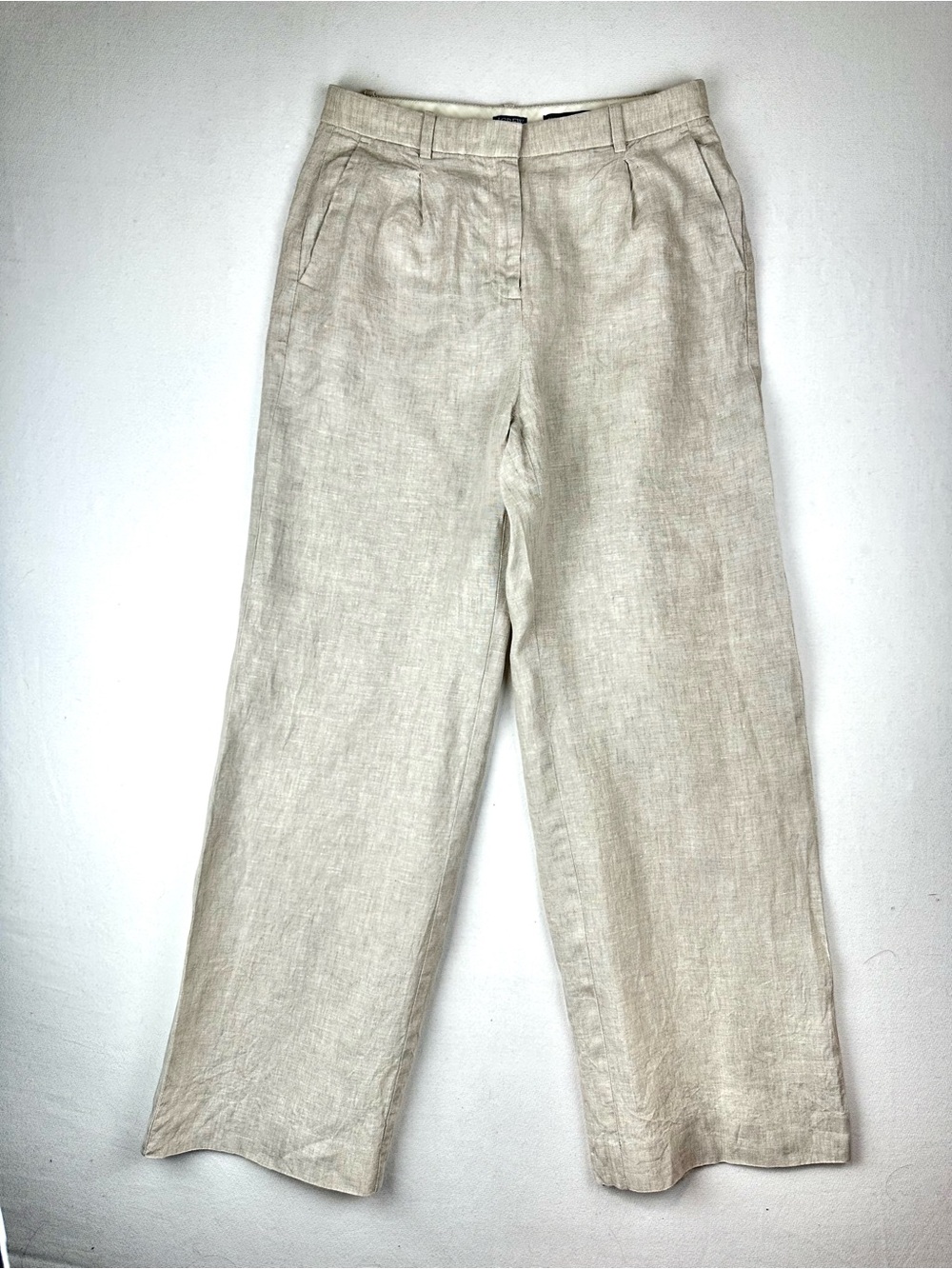 J Crew Linen Essential Wide Leg Pant Trouser Office Neutral Office Career - Picture 2 of 12